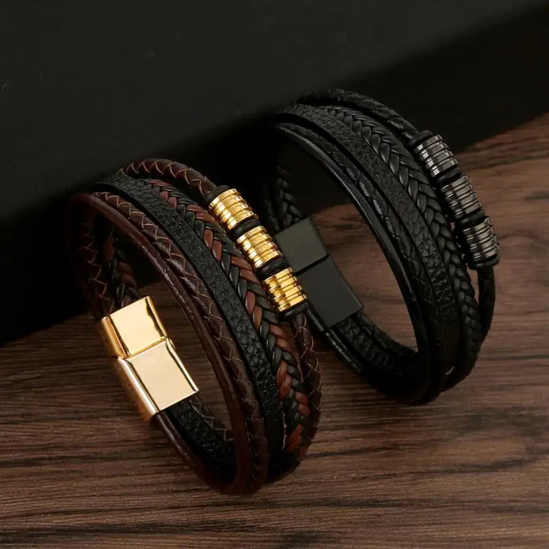 CowLost | jiayiqi-punk-beads-charm-men-bracelet-stainless-steel-magnetic-clasp-braided-mutilayer |22