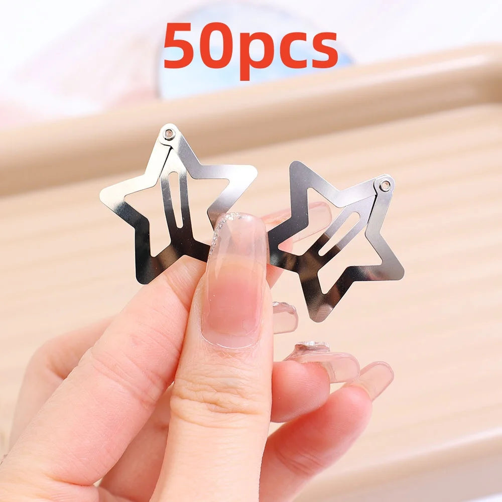 CowLost | 2-100pcs-star-hair-clips-for-girls-filigree-star |12