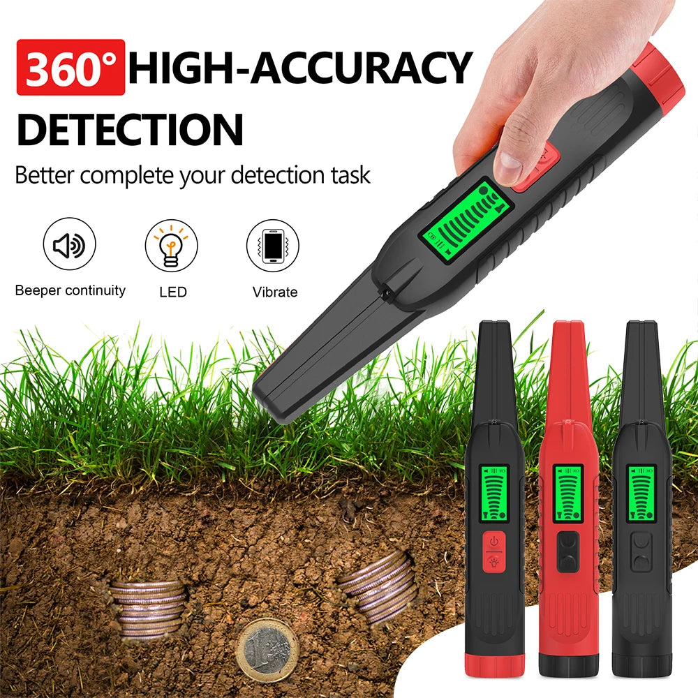 Handheld 360° Side-Scan Metal Detector GP-Pointer with LED Light for Gold Silver Coin Treasure Hunting