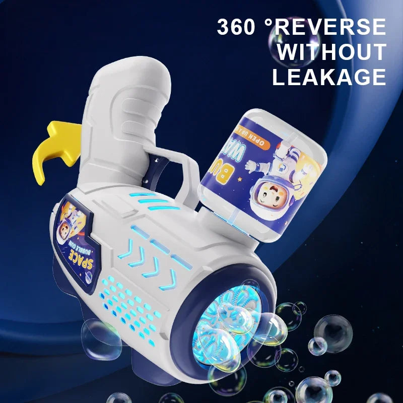 Space Astronaut Rocket Automatic Bubble Gun with Bubble Liquid Toy for Kids Gift