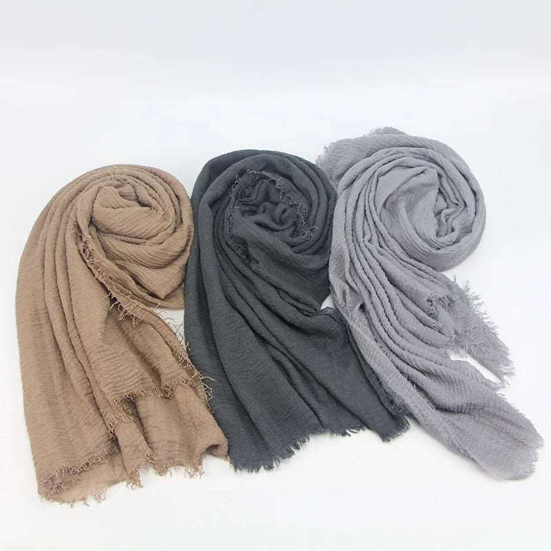 CowLost | otton-crinkle-headband-veil-scarves-women-solid-color |1