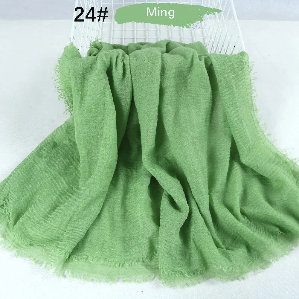 180X90CM Muslim Women Crinkle Hijab Soft Cotton Scarf