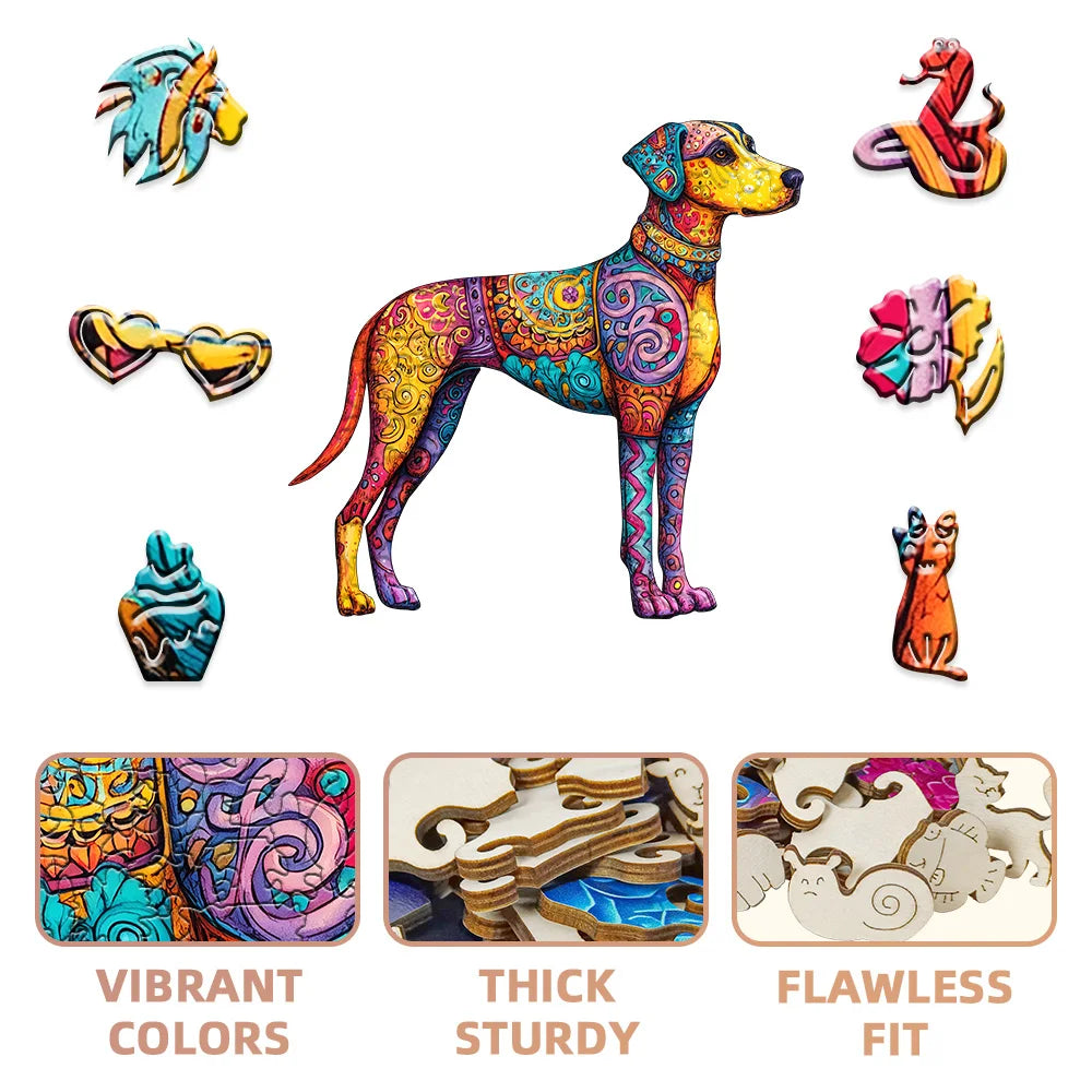 CowLost | product_id-colorful-great-dane-wooden-jigsaw-puzzle-3-sizes-animal-shape-wall-decor |2