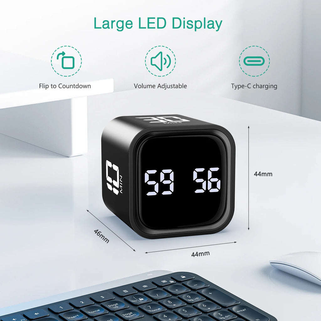 Cube Timer Custom Countdown Gravity Sensor for Tasks Work Study Kitchen