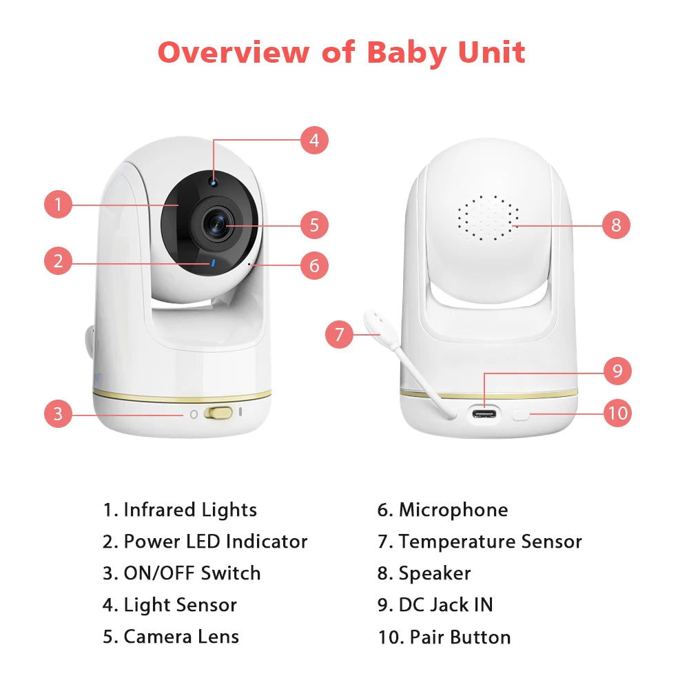CowLost | 5-wireless-baby-monitor-3x-zoom-ptz-camera-feelbaby-app-and-full-color-ips-lcd-monitor-dual-control-security-camera-babysitter |18