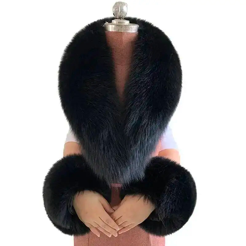 CowLost | winter-natural-fox-fur-scarf-and-cuff-set |7