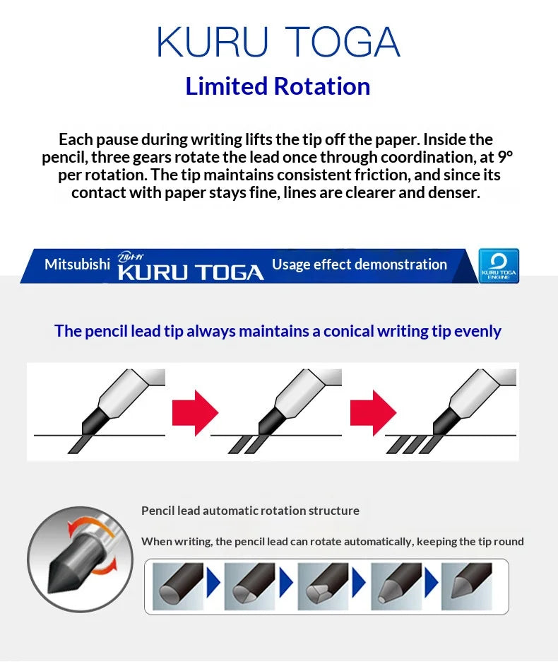 CowLost | product_id-uni-kuru-toga-450t-0-5mm-mechanical-pencil-with-ergonomic-grip-and-anti-smudge-lead-auto-rotating-tip-for-writing-and-sketching |8