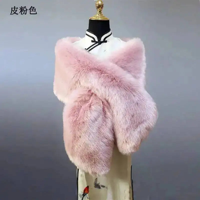 CowLost | 32-colors-165-30cm-women-luxury-warm-faux-fox-fur-shawl-winter-ladies-plush-scarf |79