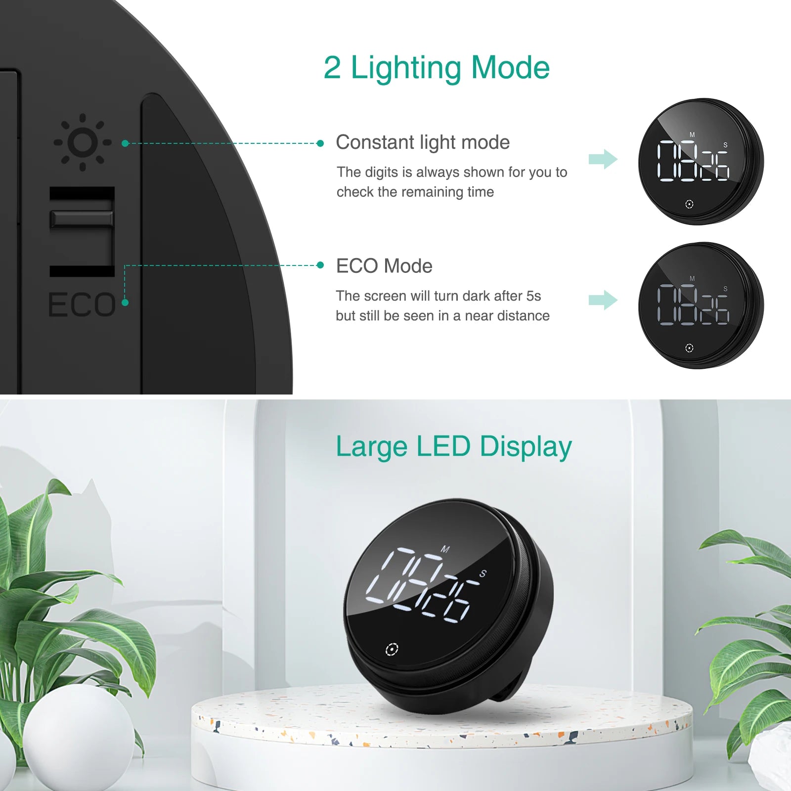 ORIA Magnetic LED Digital Kitchen Timer Countdown Stopwatch Alarm Clock