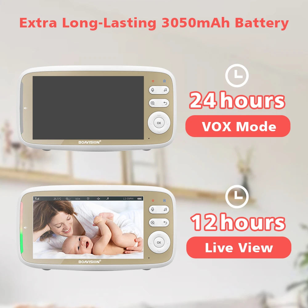 CowLost | vb803-baby-monitor-5-inch-720p-larger-display-with-camera-330-pan-135-tilt-3x-zoom-2-way-audio-night-vision-babysitter-camera |14