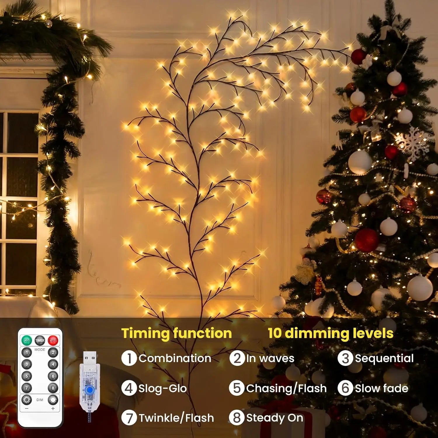 CowLost | product_id-144led-usb-bendable-artificial-willow-vine-string-lights-for-indoor-holiday-decor |3