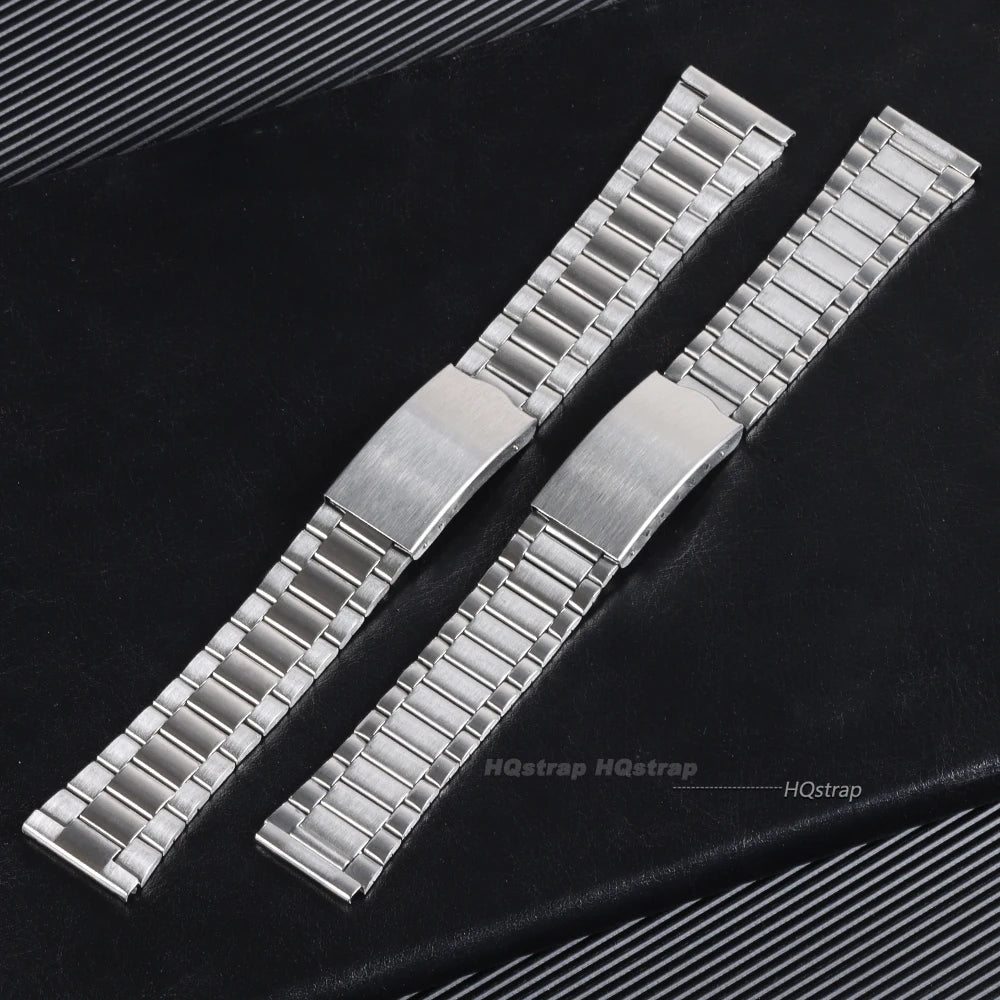 Universal Stainless Steel Watchband 12-20mm Women Metal Bracelet Folding Buckle Silver Gold