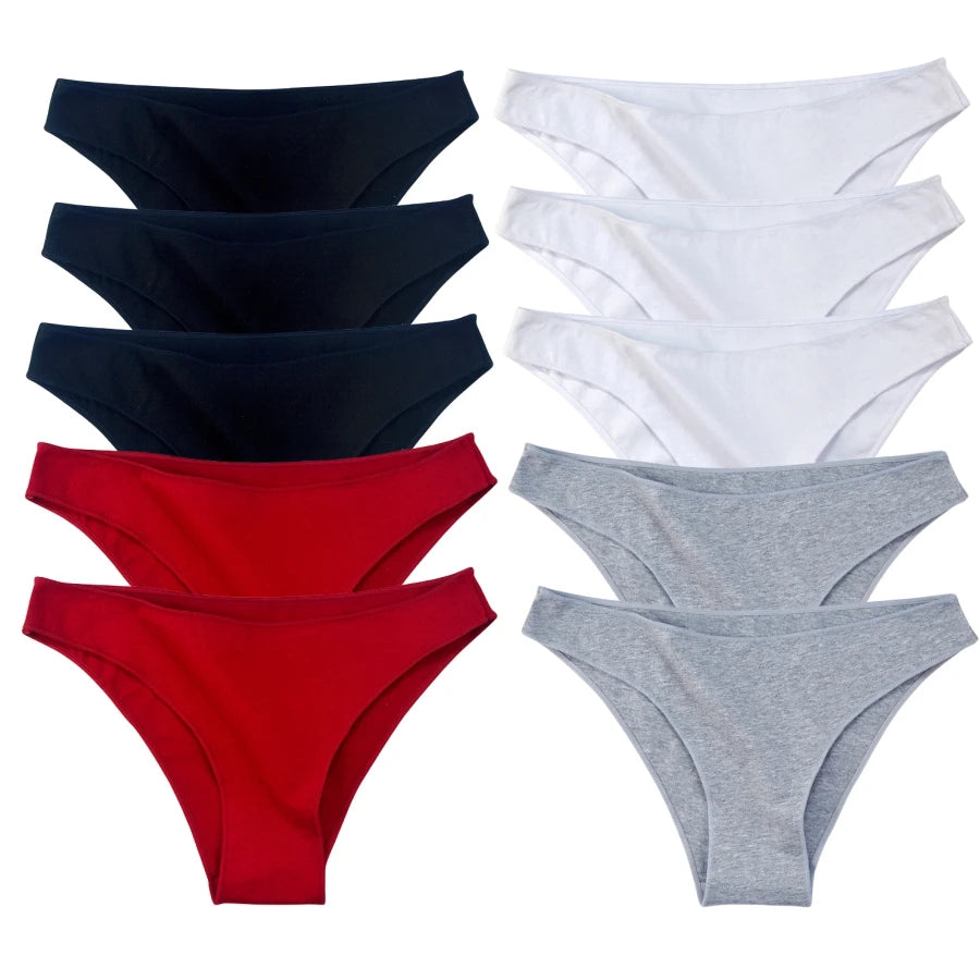 CowLost | product_id-10pcs-women-s-low-rise-seamless-cotton-briefs-solid-color-panties-m-xxl |22