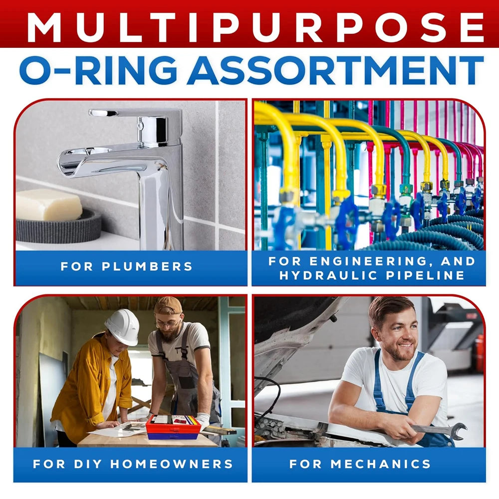 CowLost | 419-225pcs-rubber-o-ring-assortment-kit-buna-n-gasket-sealing-replacement-o-rings-32-metric-sizes-for-plumbing-faucet-repair |4
