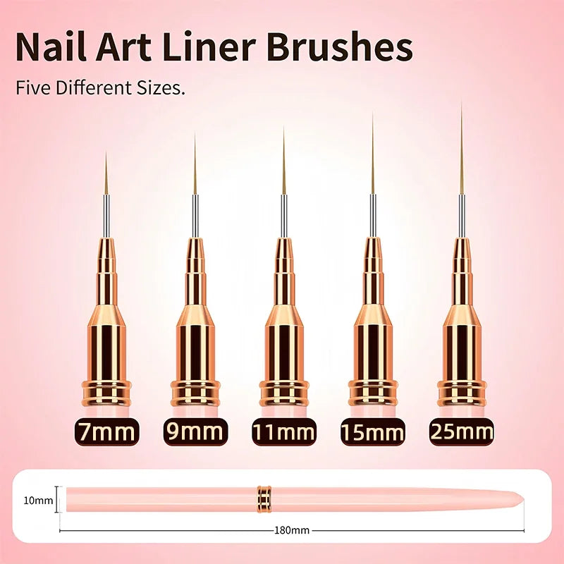 CowLost | tools-nail-liner-brush-set-5pcs-uv-gel-manicure-tools |2