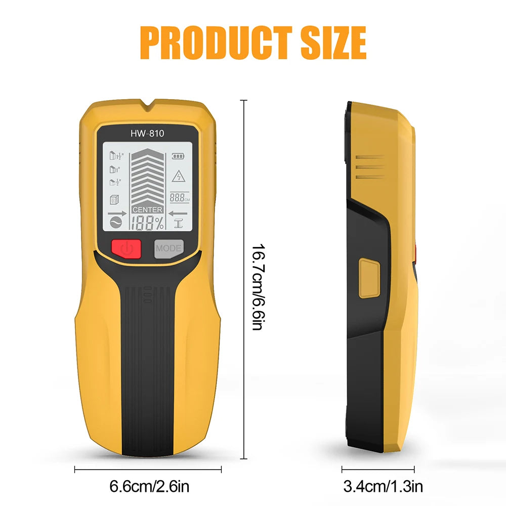 Handheld 6-in-1 Metal Detector Wall Stud Finder Digital Scanner with LCD Display