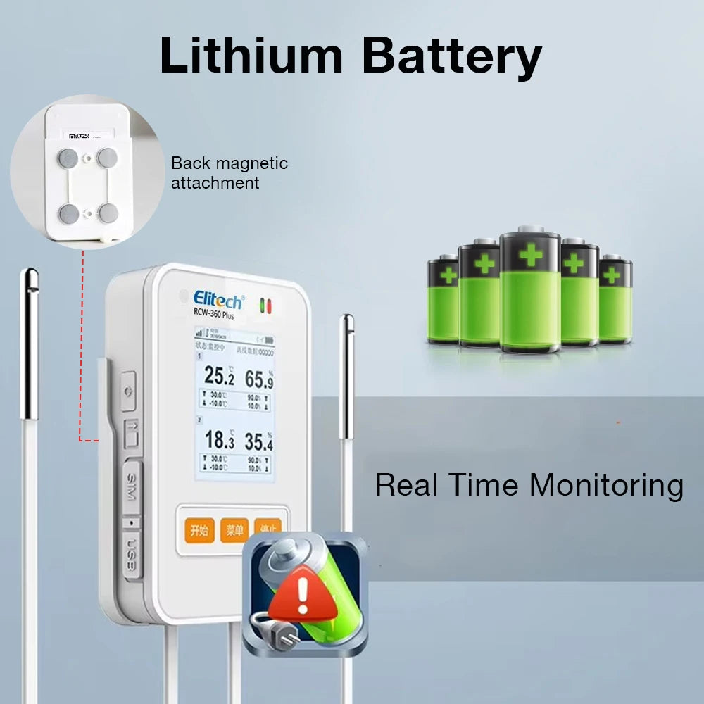 GPS RCW-360 Plus Temperature & Humidity Data Logger 100000 Sets 4G WiFi for Warehouse Monitoring