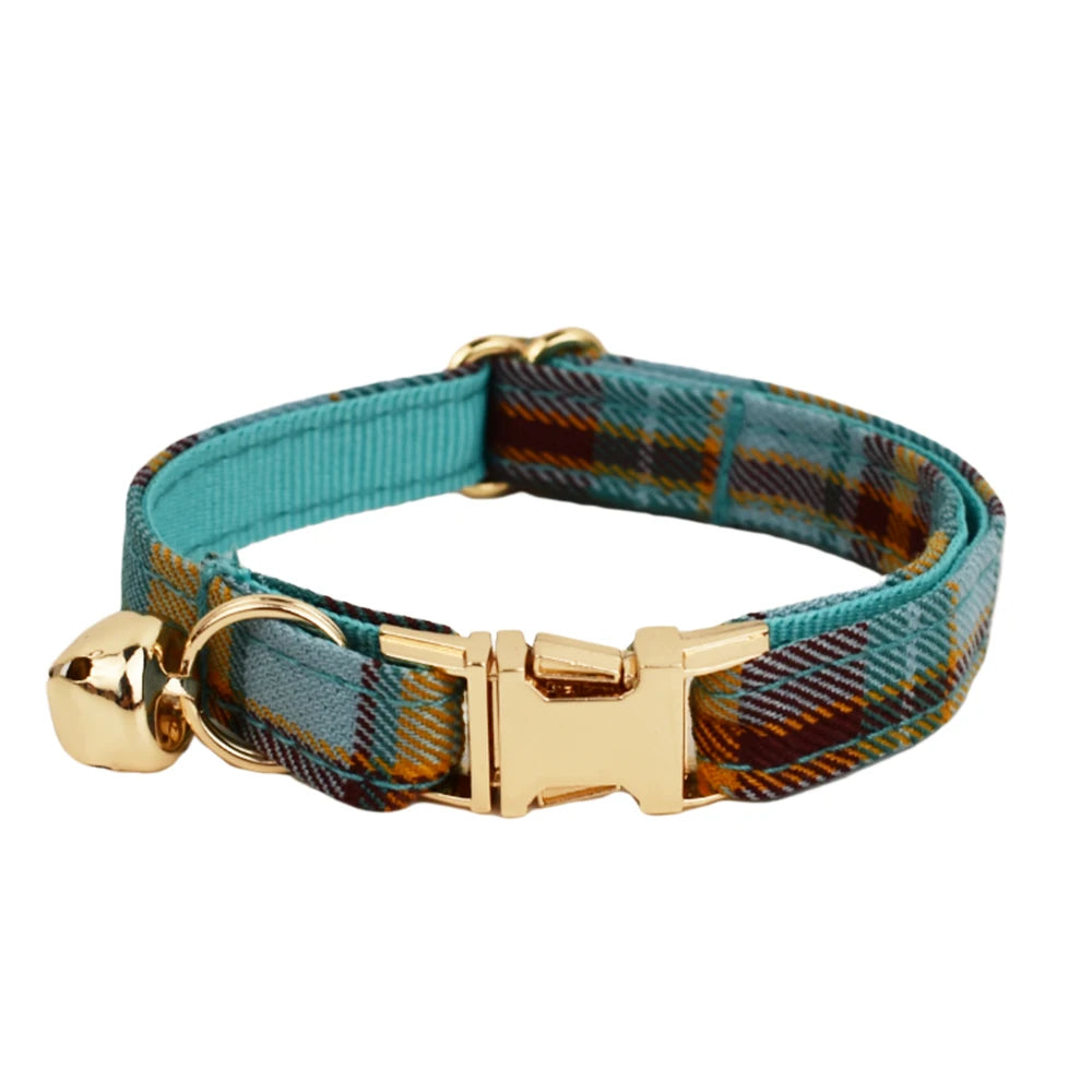 CowLost | cat-furniture-adjustable-plaid-cat-collar-with-bowknot-and-bell |8