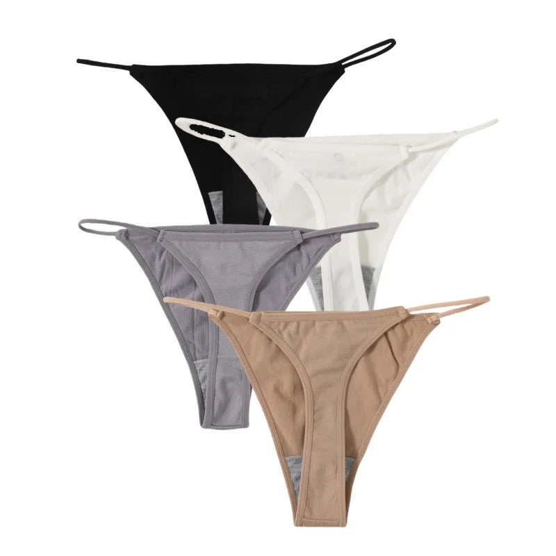 CowLost | product_id-4pcs-women-seamless-low-rise-solid-color-g-string-bikini-panties-t-back |33