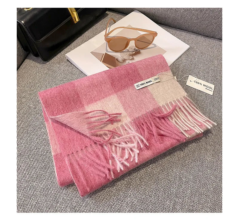CowLost | australian-wool-winter-plaid-cashmere-scarf |21
