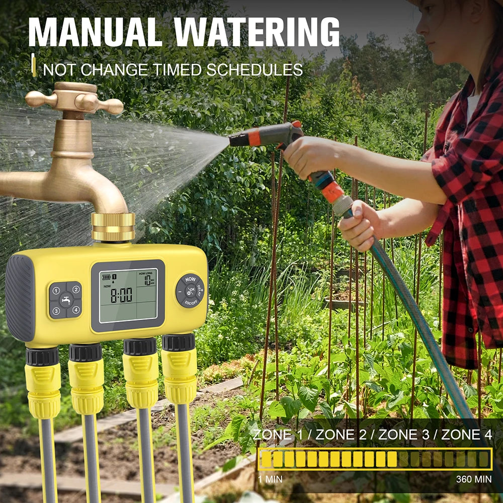 4 Zone Programmable Digital Garden Irrigation Timer for Greenhouse