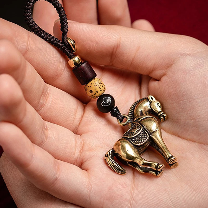 CowLost | product_id-brass-chinese-zodiac-horse-pendant-braided-key-chain-lucky-money-gift |6