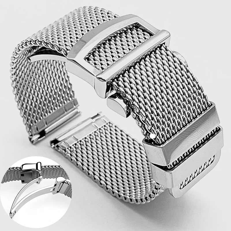 CowLost | product_id-20mm-22mm-stainless-steel-milanese-mesh-watchband-for-omega-seamaster-007-iwc-pilot-with-quick-fit-folding-buckle |1