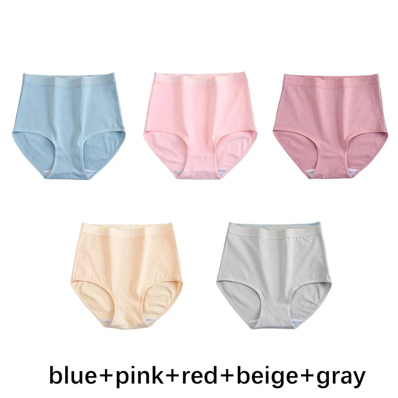 CowLost | product_id-fallsweet-5pcs-women-s-plus-size-cotton-seamless-solid-briefs |1