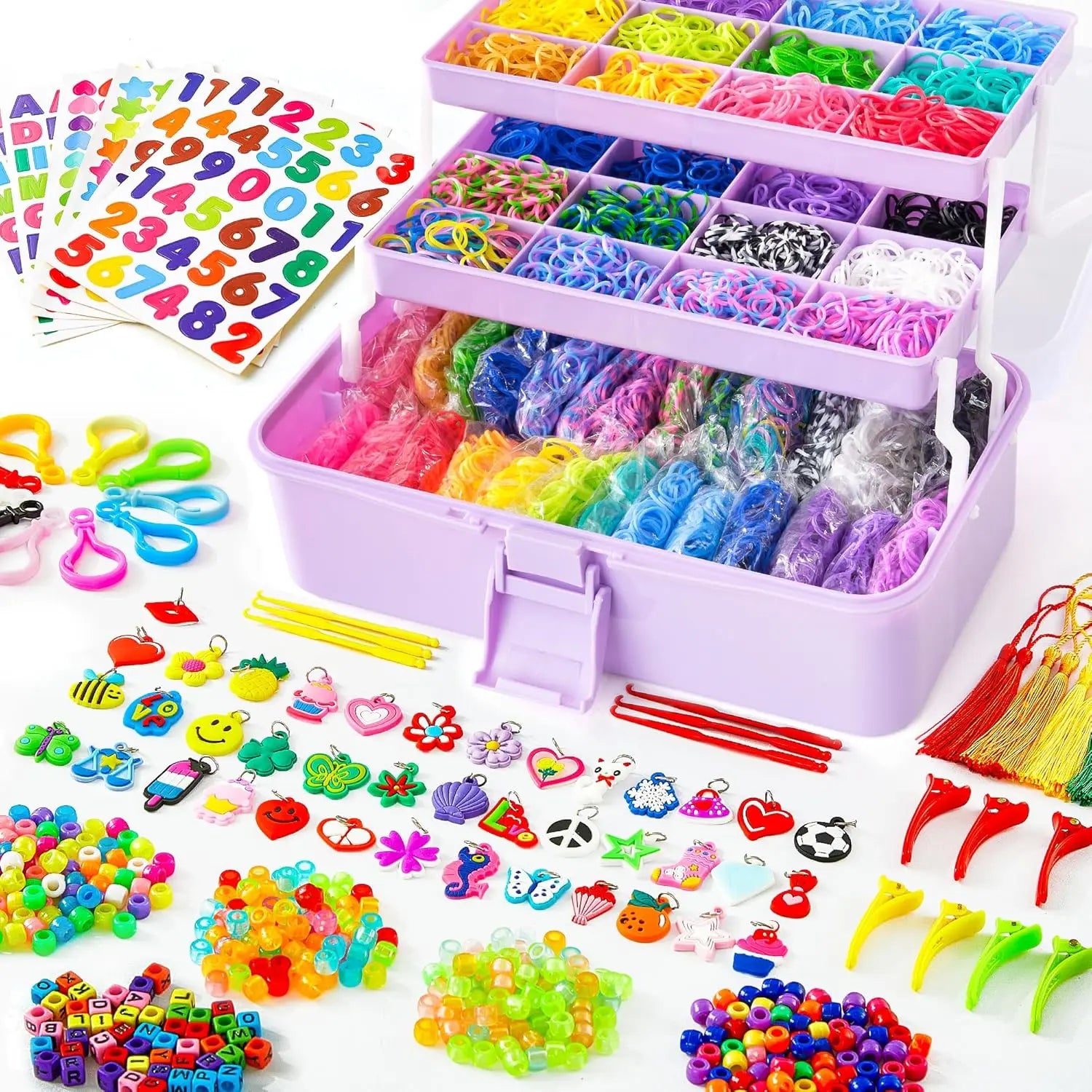 DIY Rubber Bands Loom Weaving Kit for Bracelets and Pendants, CE Certified, Age 14+