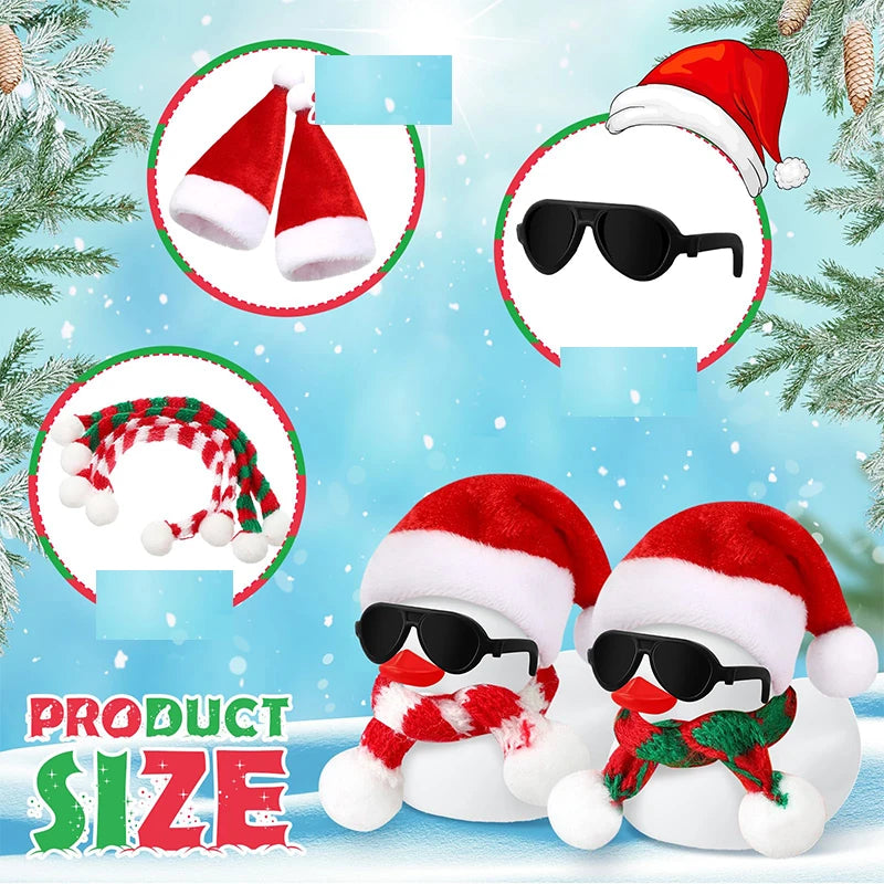 CowLost | product_id-christmas-mini-rubber-duck-set-6-12-24-with-sunglasses-scarf-hats-adhesive-dots-bath-toy |2
