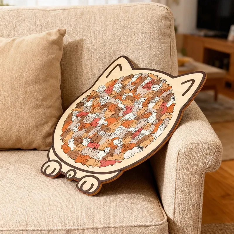 CowLost | product_id-colored-cat-wooden-jigsaw-puzzle-unique-animal-shape-creative-gift |11