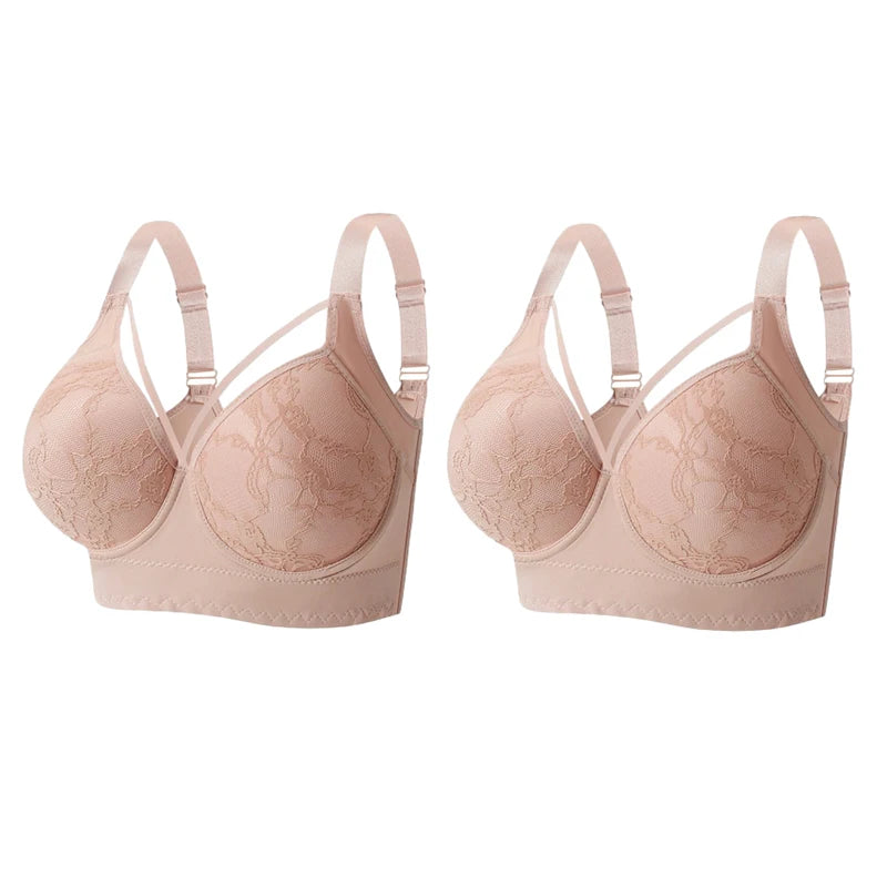 CowLost | product_id-fallsweet-2pcs-plus-size-seamless-lace-push-up-underwire-bras-full-coverage |6