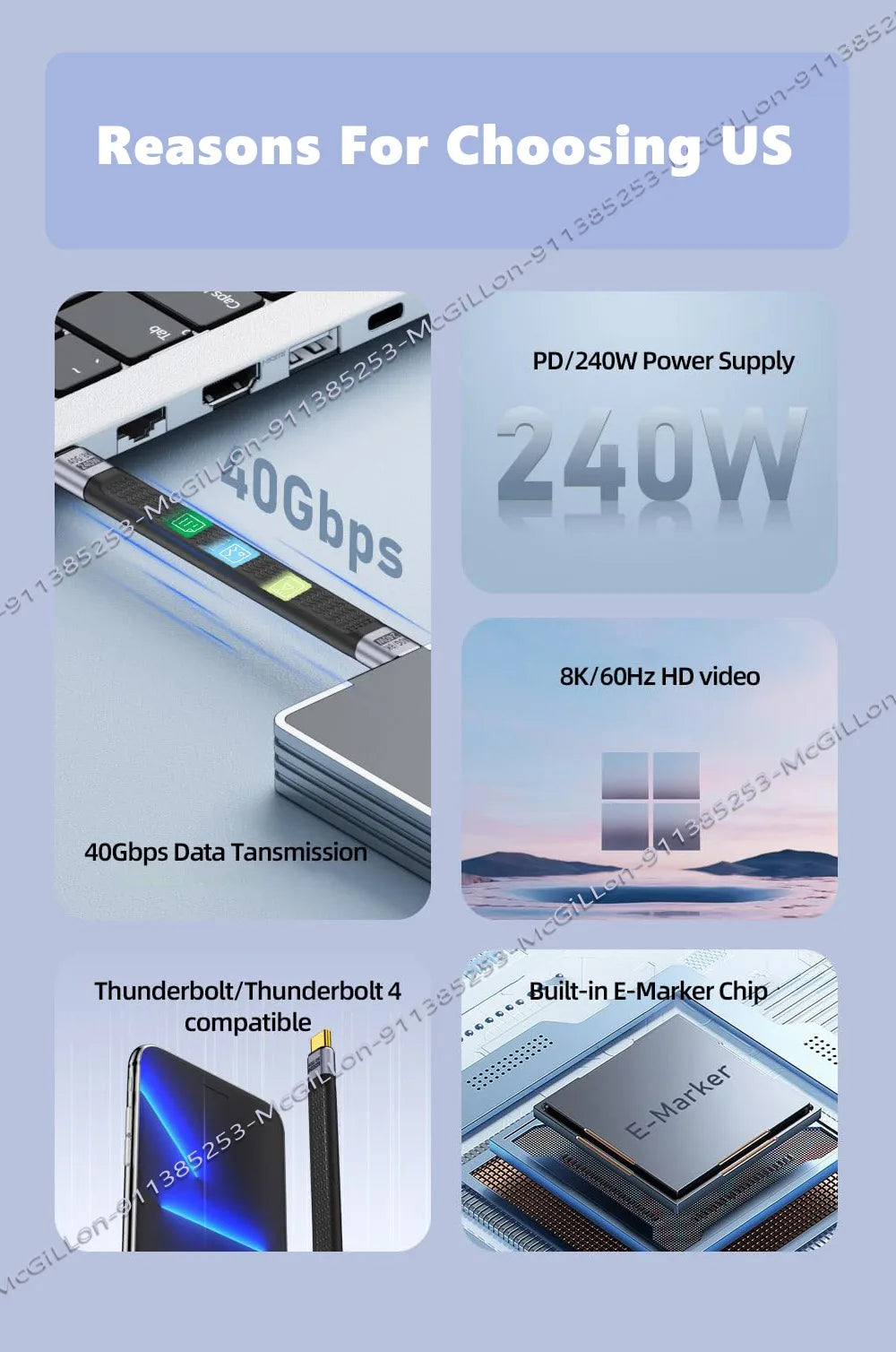 CowLost | product_id-240w-5a-usb-c-to-usb-c-thunderbolt-4-cable-40gbps-8k-60hz-fast-charge-for-macbook-samsung-xiaomi |8