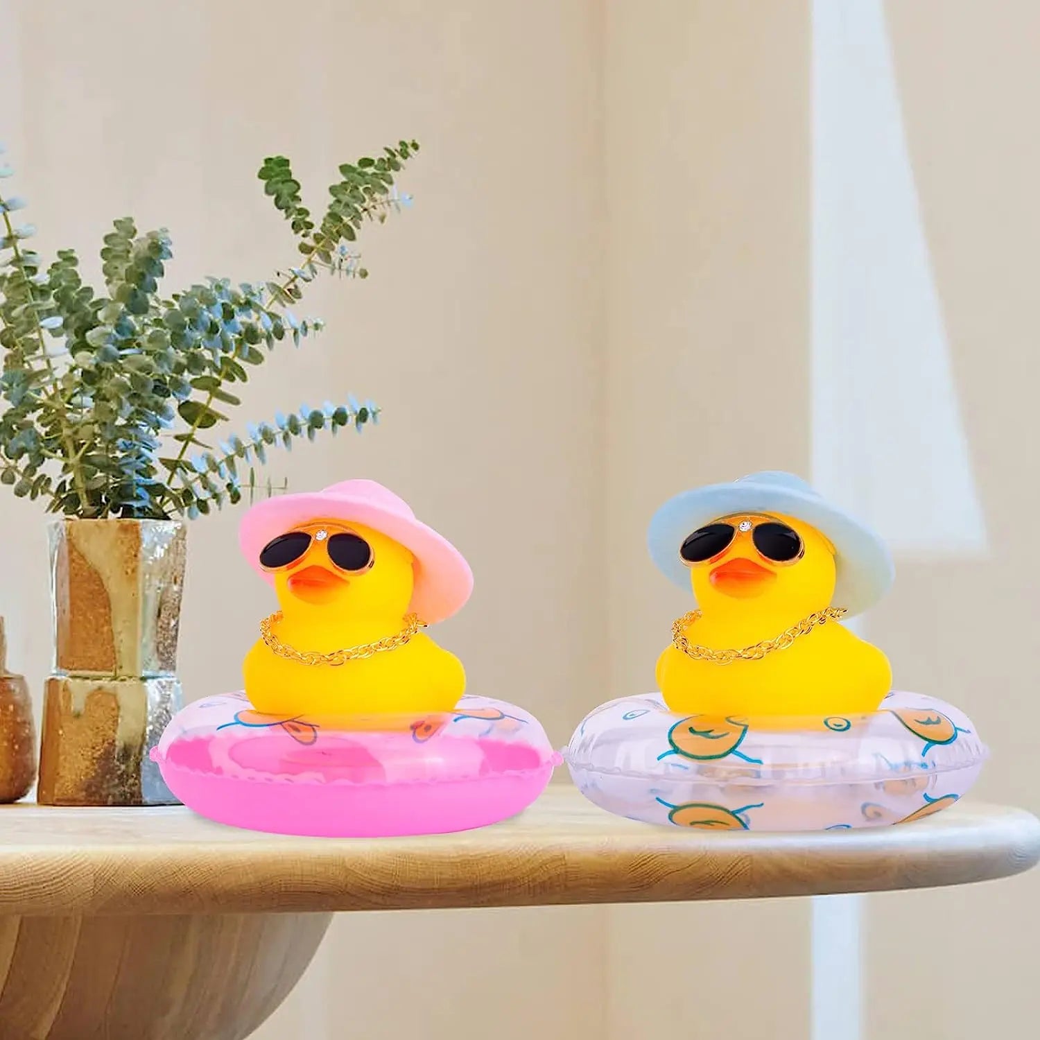 CowLost | 2-set-car-duck-mini-car-dashboard-yellow-rubber-duckies-toy-jeep-duck-party-favor-car-decoration-table-ornament-car-accessory |36