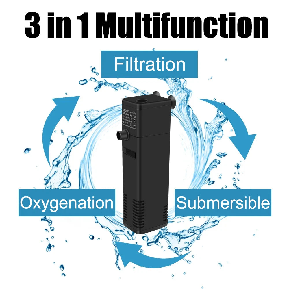 CowLost | eu-plug-aquarium-fish-tank-oxygen-increasing-pump-low-level-water-submersible-water-filter-pump-turtle-tank-filter |2