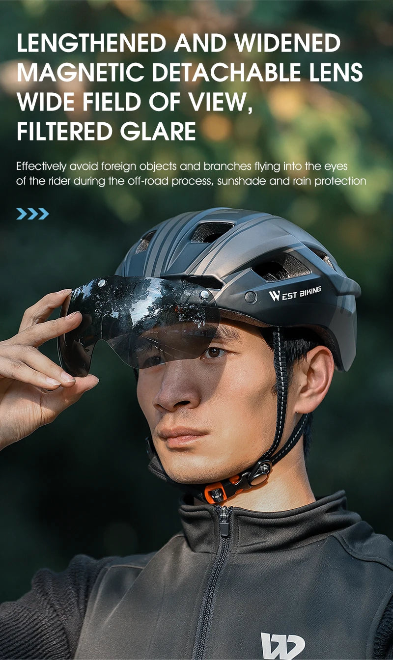 CowLost | west-biking-integrated-ultralight-bike-helmet-with-taillight-goggle-men-women-cycling-safety-hat-mtb-road-bike-motorcycle-helmet |12