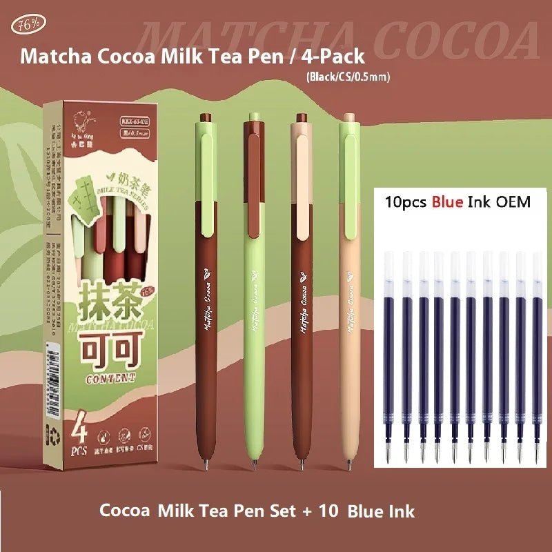 CowLost | product_id-4pcs-milk-tea-gel-pens-set-assorted-retractable-0-5mm-rollerball-for-fast-dry-note-taking-exams |36