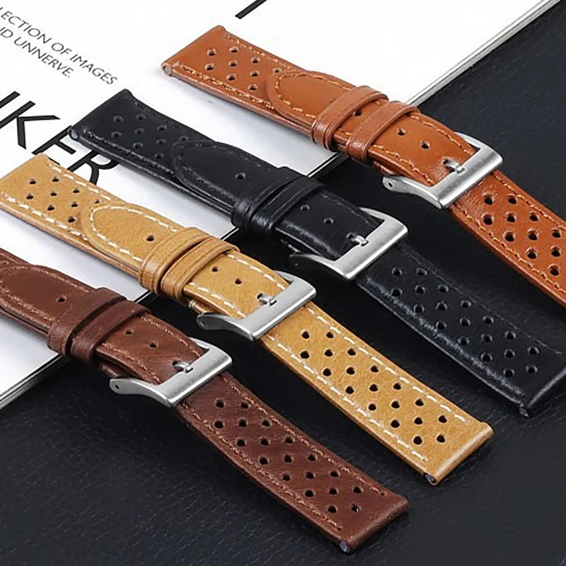 CowLost | product_id-breathable-genuine-cowhide-leather-watch-strap-18mm-22mm-for-tag-heuer-seiko-replacement |1