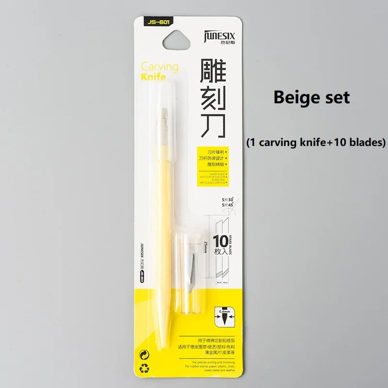 CowLost | product_id-junesix-801-carving-knife-with-10-blades-9-colors-diy-engrave-pen-art-supplies |15