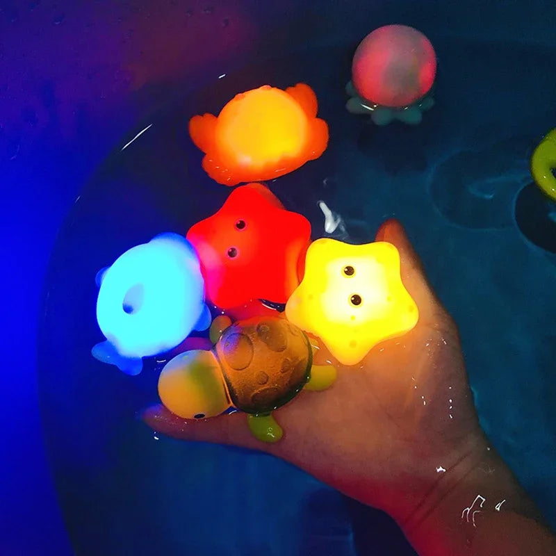 LED Light Up Floating Frog Bath Toy for Kids - Soft Rubber Swimming Toy
