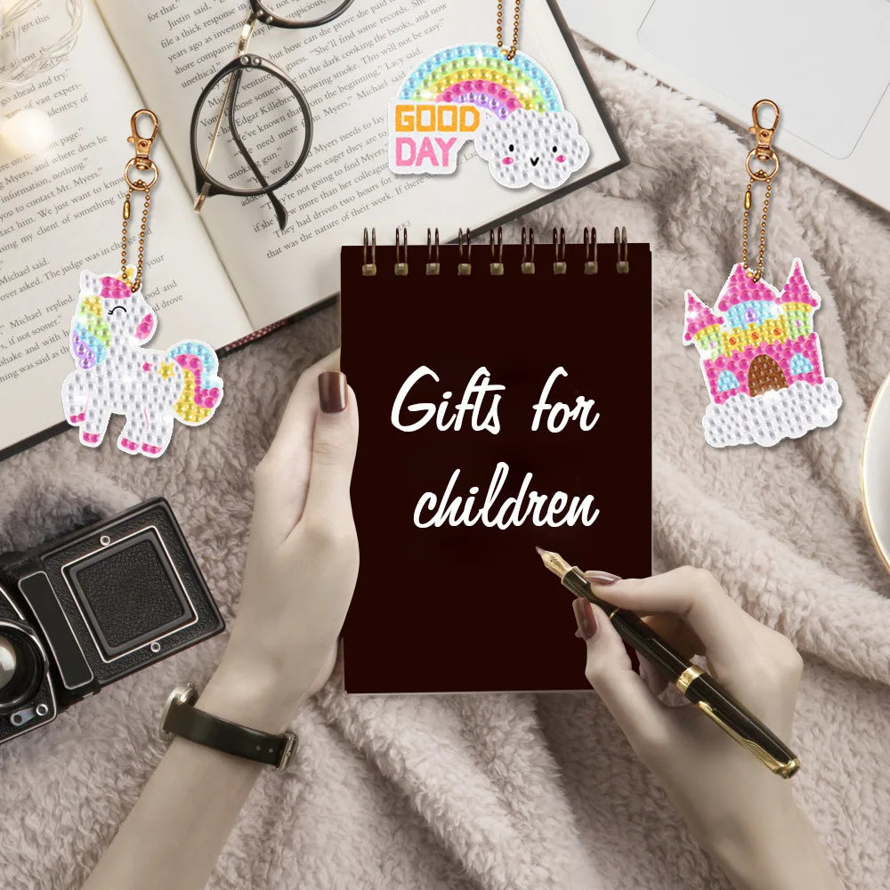 CowLost | product_id-childrens-cartoon-princess-pirate-magic-gem-diamond-painting-diy-keychain-set |5