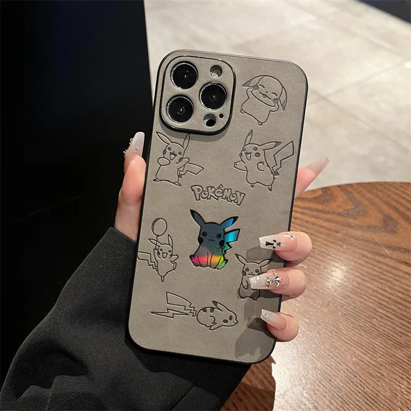 CowLost | cartoon-pikachu-faux-leather-shockproof-phone-case-for-iphone-7-to-16-pro-max |9