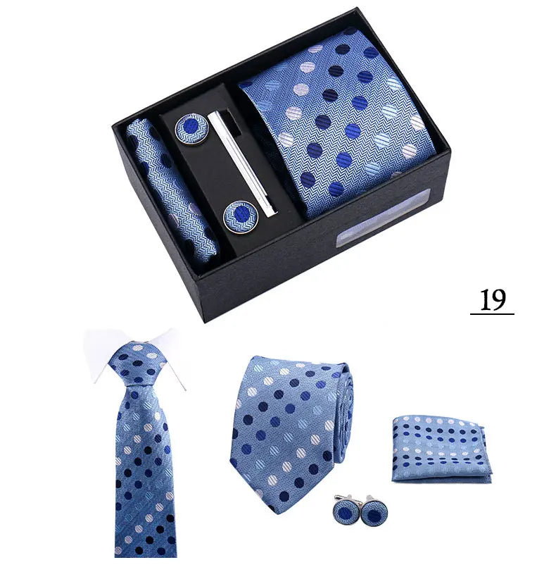 CowLost | tie-men-with-box-top-quality-business-ties-hanky-cufflink-set |13