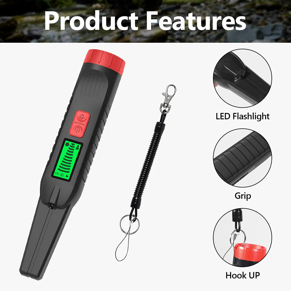 Handheld 360° Side-Scan Metal Detector GP-Pointer with LED Light for Gold Silver Coin Treasure Hunting