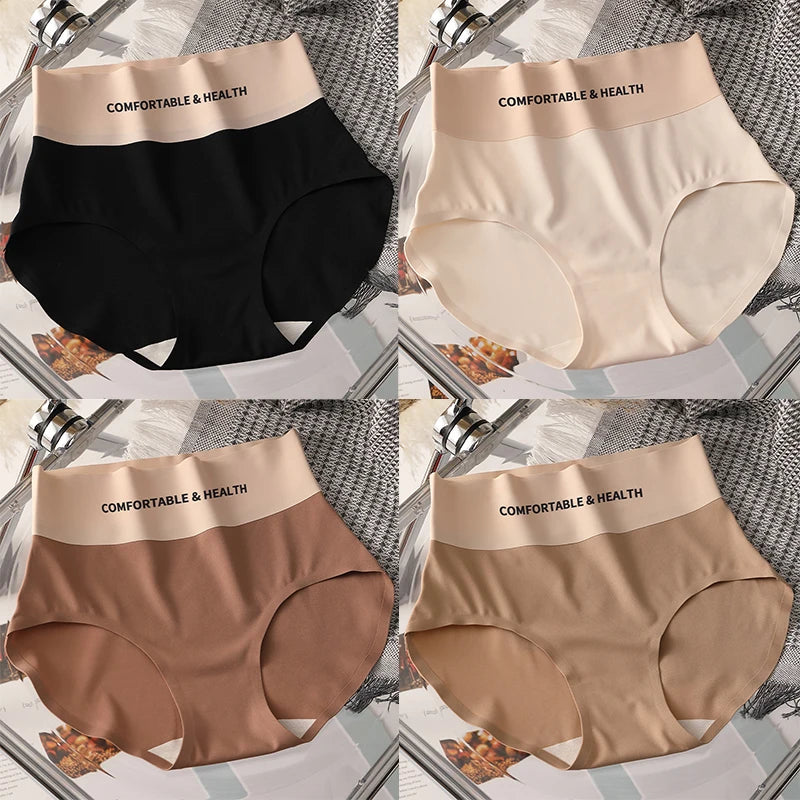 CowLost | product_id-fallsweet-4pcs-womens-seamless-high-rise-cotton-briefs-plus-size-m-xl |15