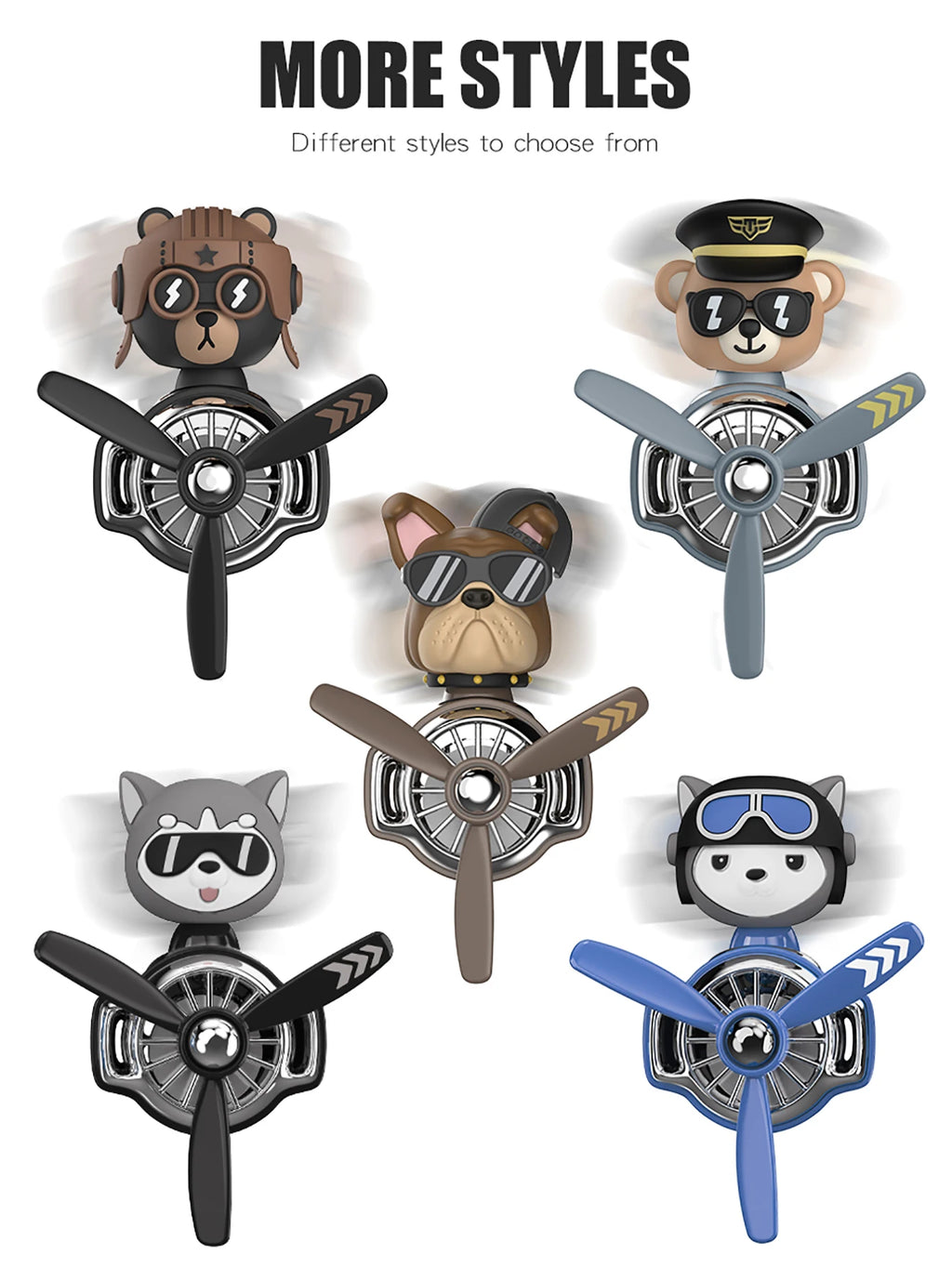 CowLost | product_id-pilot-bear-head-wind-rotation-car-air-freshener-vent-diffuser |9