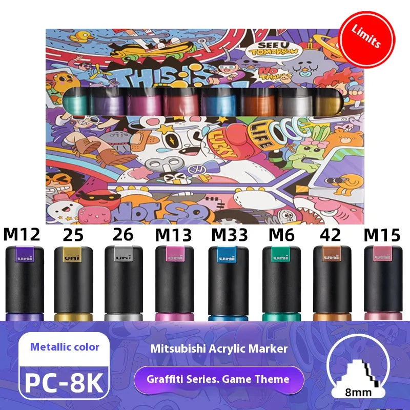 CowLost | product_id-uni-posca-limited-graffiti-marker-pen-set-8-assorted-colors-water-based-acrylic-0-7-2-5mm |33