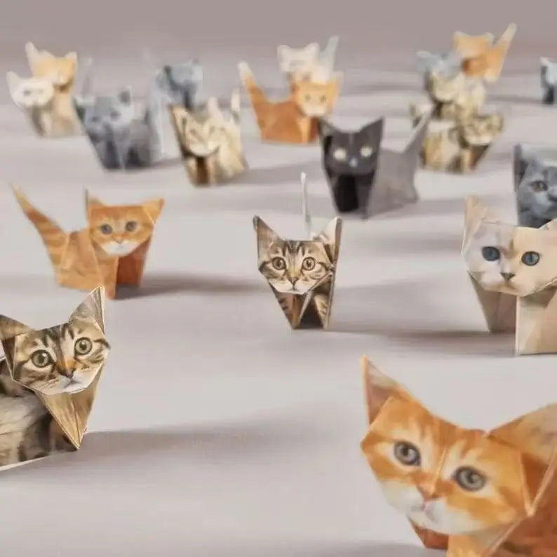 50pcs DIY Origami Paper Cats Folding Animal Craft Set
