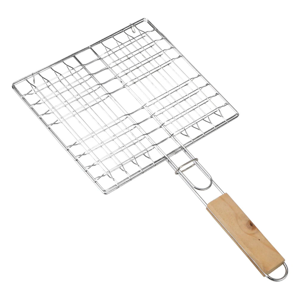 CowLost | product_id-foldable-bbq-grill-mat-with-wooden-handle-and-stainless-steel-meat-clip-holder-mesh-basket |7