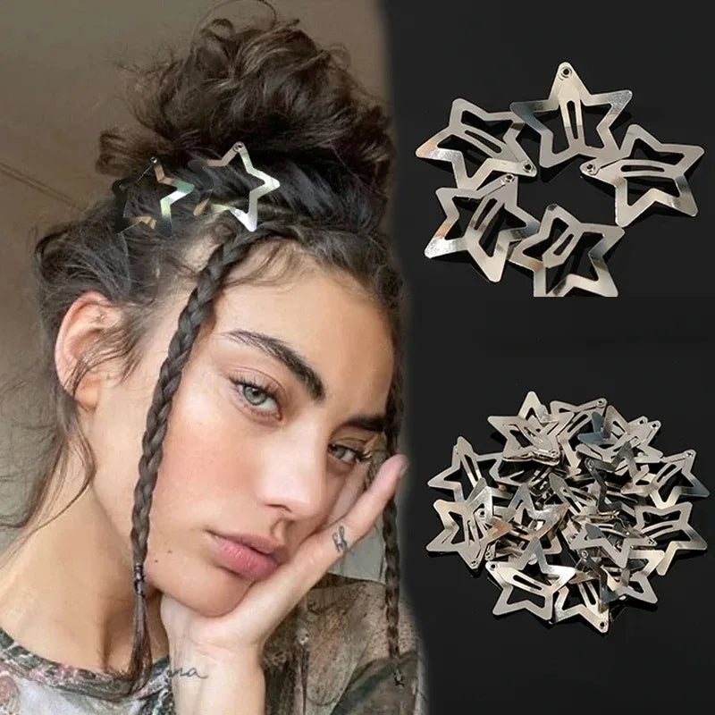 CowLost | 2-100pcs-star-hair-clips-for-girls-filigree-star |2